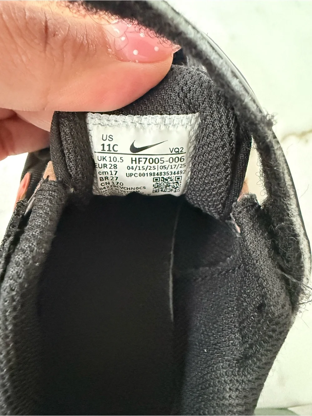Nike Kids Black and Orange Velcro Athletic Sneakers